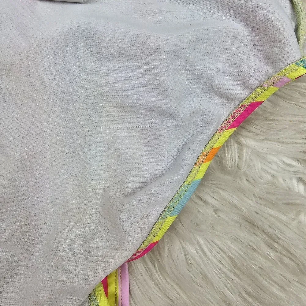 Betsey Johnson | Yellow Floral Stripe Ruffle Pom-Pom Bow BikiniGirls Size 10
